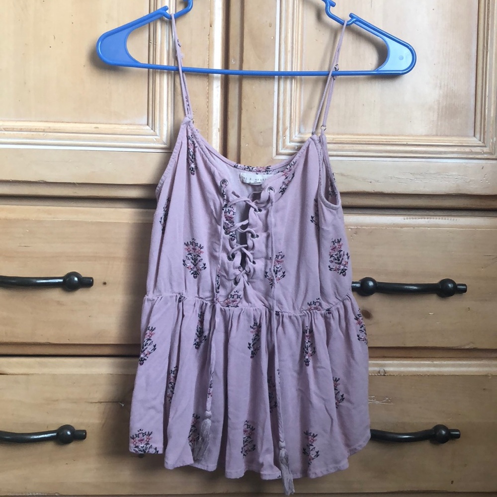 L.A Hearts pink tie up floral tank